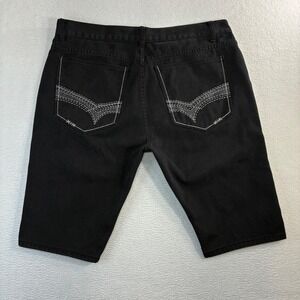 Y2K Jeanetix Baggy Jorts Men 40x13 Black Gray Embroidered Loose Jean Denim Short